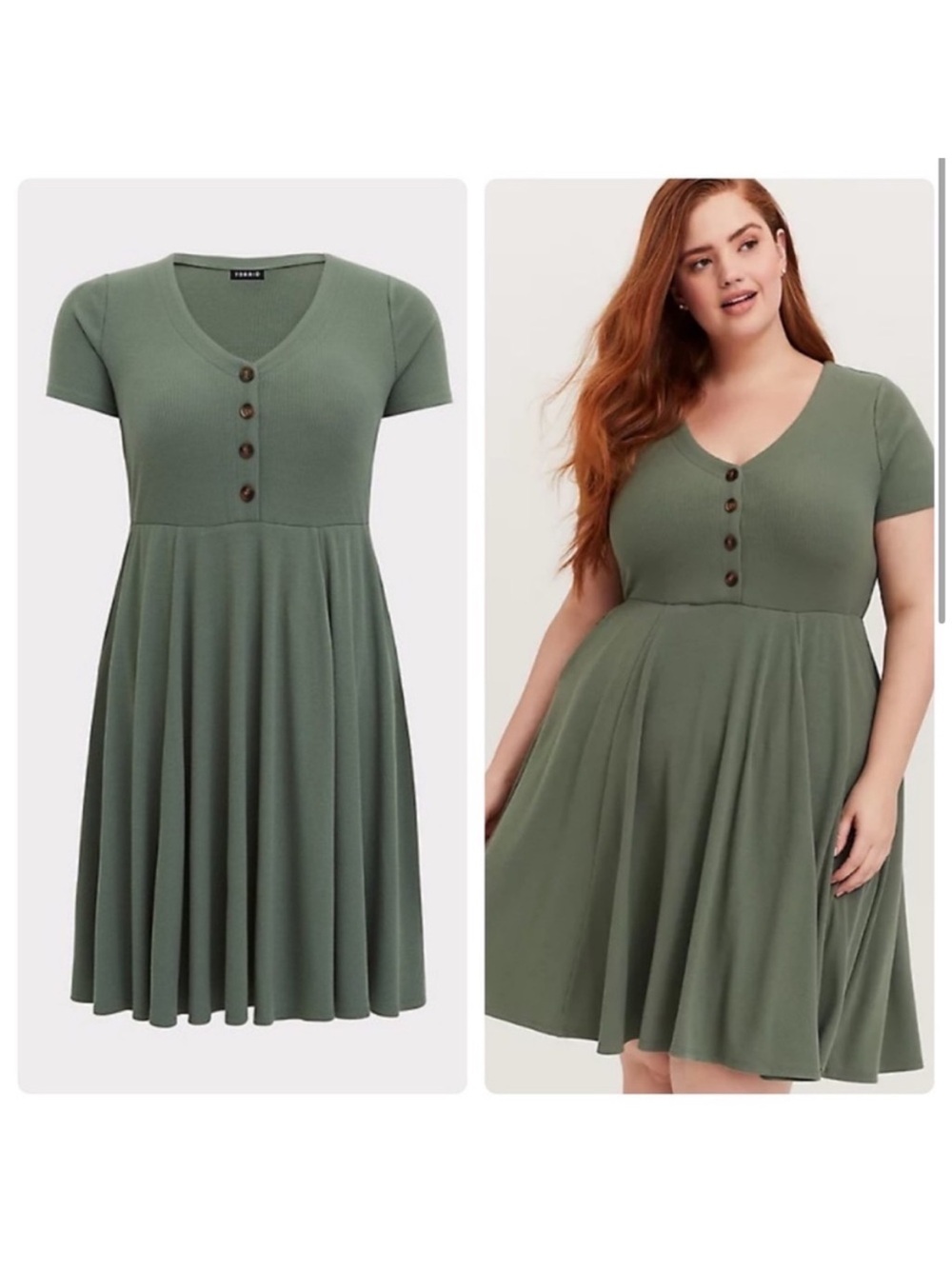 Torrid 1 Light Olive Rib Skater Dress